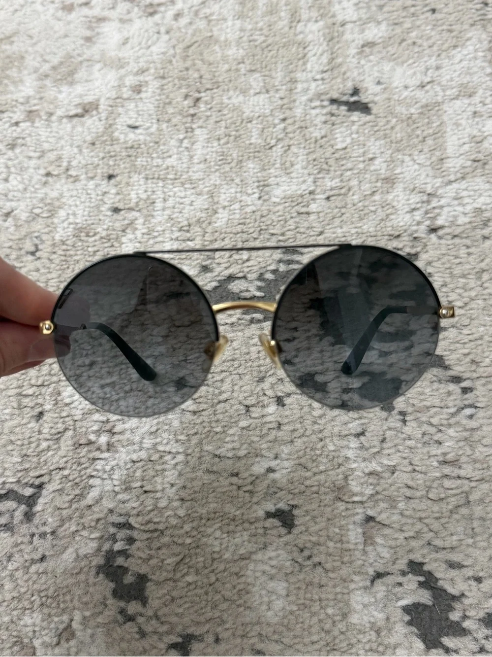 Dolce & Gabbana DG2237 Sunglasses, Gold & Black Rim with Grey Gradient Lens